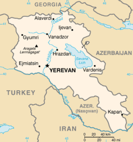 Kart over Republikken Armenia