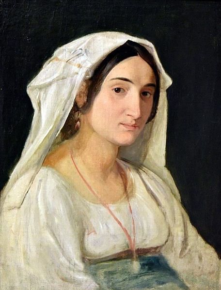 File:An Italian Woman From the Area of Lake Albano Wearing a White Head Piece, 1840s, by Wilhelm Marstrand. Nationalmuseum, Stockholm, Sweden.jpg