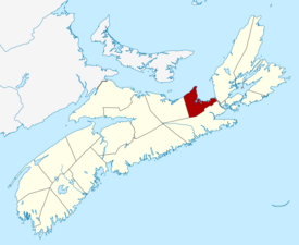 Antigonish County, Nova Scotia'nın konumu