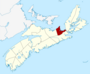 Harta provinciei Nova Scotia indicând comitatul Antigonish
