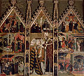 Retaule de Sant Marc, d'Arnau Bassa, 1346, amb escenes de la vida d'Anià i Marc, i la consagració com a bisbe (Seu de Manresa).