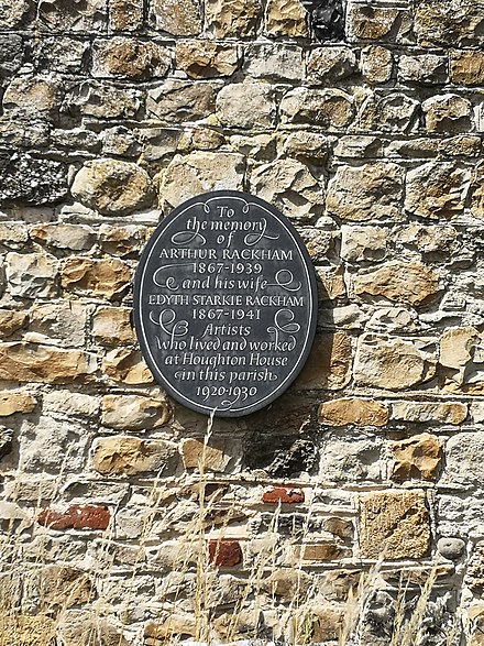 Memorial plaque to Arthur Rackham and Edyth Starkie Rackham, St. Michael's Church, Amberley, West Sussex