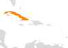 Location map for Barbados and Cuba.