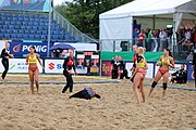 Deutsch: Beachhandball Europameisterschaften 2019 (Beach handball Euro); Tag 5: 6. Juli 2019 – Frauen, Platzierungsspiel für die Ränge 9–12, Deutschland-Polen 2:1 (22:23, 19:16, 7:6) English: Beach handball Euro; Day 5: 6 July 2019 – Placement Match/Cross Match for rank 9–12 Women – Germany-Poland 2:1 (22:23, 19:16, 7:6)