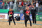 Deutsch: Beachhandball Europameisterschaften 2019 (Beach handball Euro); Tag 5: 6. Juli 2019 – Frauen, Platzierungsspiel für die Ränge 9–12, Deutschland-Polen 2:1 (22:23, 19:16, 7:6) English: Beach handball Euro; Day 5: 6 July 2019 – Placement Match/Cross Match for rank 9–12 Women – Germany-Poland 2:1 (22:23, 19:16, 7:6)