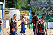 Deutsch: Beachhandball Europameisterschaften 2019 (Beach handball Euro); Tag 1: 2. Juli 2019 – Männer, Vorrunde Gruppe D, Frankreich-Montenegro 2:0 (19:7, 18:9) English: Beach handball Euro; Day 1: 2 July 2019 – Men Preliminary Round Group D – France-Montenegro 2:0 (19:7, 18:9)