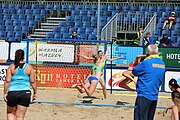 Deutsch: Beachhandball Europameisterschaften 2019 (Beach handball Euro); Tag 2: 3. Juli 2019 – Frauen, Vorrunde Gruppe D, Ukraine-Deutschland 2:0 (23:22, 32:24) English: Beach handball Euro; Day 2: 3 July 2019 – Women Preliminary Round Group D – Ukraine-Germany 2:0 (23:22, 32:24)