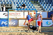 Deutsch: Beachhandball Europameisterschaften 2019 (Beach handball Euro); Tag 4: 5. Juli 2019 – Männer, Viertelfinale, Russland-Polen 2:0 (30:22, 19:18) English: Beach handball Euro; Day 4: 5 July 2019 – Quarter Final Men – Russia-Poland 2:0 (30:22, 19:18)