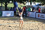 Deutsch: Beachhandball Europameisterschaften 2019 (Beach handball Euro); Tag 4: 5. Juli 2019 – Frauen, Viertelfinale, Niederlande-Griechenland 2:1 (25:12, 18:24, 7:6) English: Beach handball Euro; Day 4: 5 July 2019 – Quarter Final Women – Netherlands-Greece 2:1 (25:12, 18:24, 7:6)