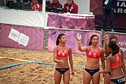 Deutsch: Beachhandball bei den Olympischen Jugendspielen 2018; Tag 6, 12. Oktober 2018; Mädchen, Hauptrundenspiel – Chinese Taipei (Taiwan)-Argentinien 1:2 English: Beach handball at the 2018 Summer Youth Olympics at 12 October 2018 – Girls Main Round – Chinese Taipei (Taiwan)-Argentina 1:2