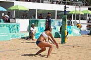 Deutsch: Beachvolleyball bei den Olympischen Jugendspielen 2018; Tag 11, 17. Oktober 2018; Jungen, Spiel um Platz 3 – USA (Devon Newberry/Lindsey Sparks)-Norwegen (Emilie Olimstad/Frida Berntsen) 1:2 (21–1/13–21/9–15) English: Beach volleyball at the 2018 Summer Youth Olympics at 17 October 2018 – Bronze Medal Match – USA (Devon Newberry/Lindsey Sparks)-Norway (Emilie Olimstad/Frida Berntsen) 1:2 (21–1/13–21/9–15)