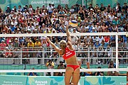 Deutsch: Beachvolleyball bei den Olympischen Jugendspielen 2018; Tag 11, 17. Oktober 2018; Mädchen, Finale – Italien (Claudia Scampoli & Nicol Bertozzi)- Russland (Maria Woronina & Maria Botscharow) 0:2 (19–21/19–21) English: Beach volleyball at the 2018 Summer Youth Olympics at 17 October 2018 – Girls Final – Italy (Claudia Scampoli & Nicol Bertozzi) - Russia (Maria Voronina & Maria Bocharova) 0:2 (19–21/19–21)