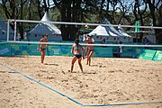 Deutsch: Beachvolleyball bei den Olympischen Jugendspielen 2018; Tag 8, 14. Oktober 2018; Mädchen, Achtelfinale – Mexiko-China 0:2 (15–21/16–21) English: Beach volleyball at the 2018 Summer Youth Olympics at 14 October 2018 – Girls Round of 16 – Mexico-China 0:2 (15–21/16–21)