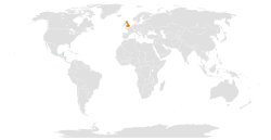 Carte indiquant les emplacements du Belize et du Royaume-Uni