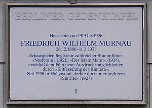 Friedrich Wilhelm Murnau: Leben und Werk, Rezeption in heutiger Kunst, Filmografie