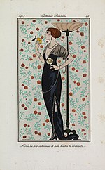 Thumbnail for File:Black satin evening gown trimmed with crystals (Robe du soir satin noir et tulle bordée de brillants) (CBL Wep 0837).jpg