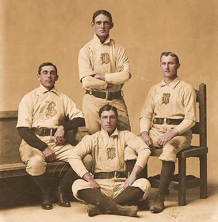Fred Tenney (top) with infielders Herman Long (right), Bobby Lowe (left), and Jimmy Collins (bottom) (1900)