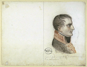 Napoléon Bonaparte, premier Consul, de profil, tourné à droite, château de Versailles.