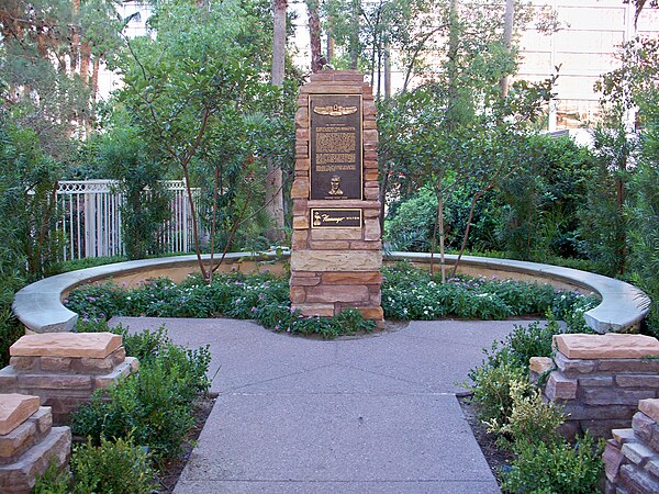 Siegel's memorial outside the wedding chapel at the Flamingo