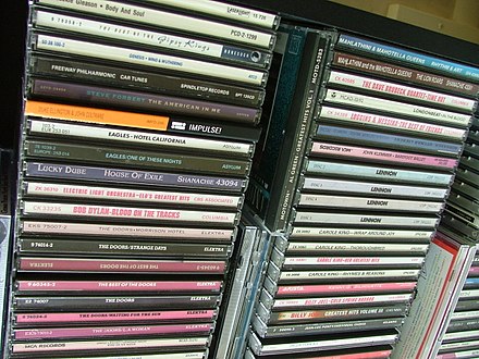 Stacks of compact disc jewel cases