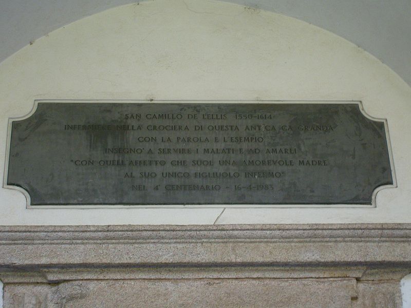 File:Ca' Granda, Milan, memorial tablet Saint Camillus de Lellis 2.JPG