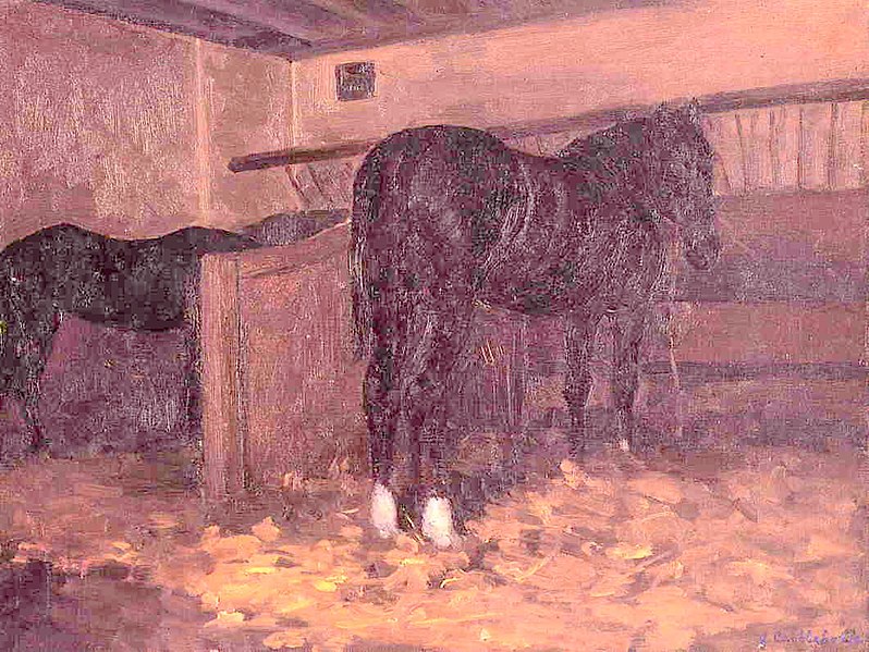 File:Caillebotte - Horses in the Stable, circa 1874.jpg