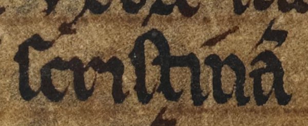 The name of Óláfr's wife, Cairistíona, as it appears on folio 42v of British Library Cotton Julius A VII: "Scristinam".