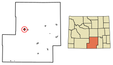 Carbon County Wyoming Incorporated and Unincorporated areas Rawlins Highlighted 5663900.svg