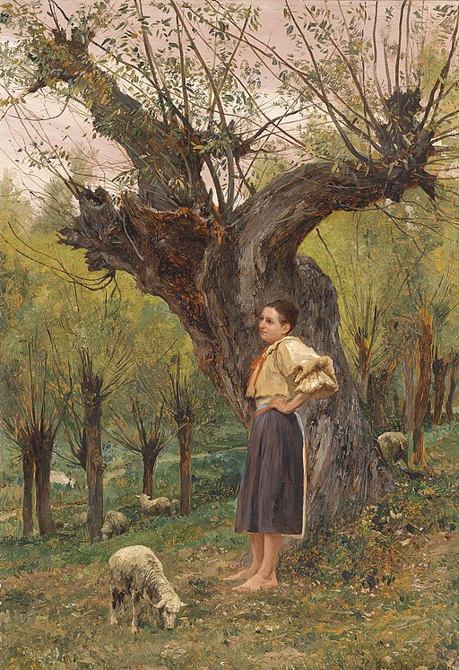 Carl Rudolf Huber Junges Mädchen vor einer Weide stehend 1880