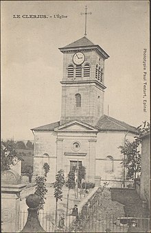 Ancienne carte postale de l'église du Clerjus, par Paul Testart.