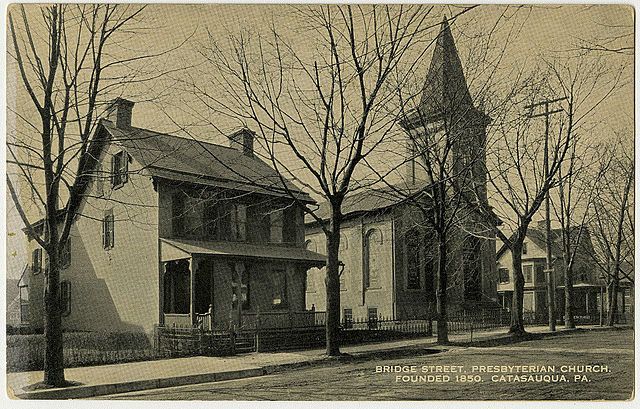 A pre-1923 sketch of Bridge Street Presbyterian Church, founded in 1850 in Catasauqua