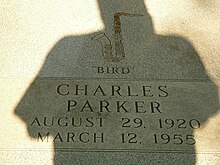 Parker's grave at Lincoln Cemetery Charlie Parker Lincoln Cemetery.jpg