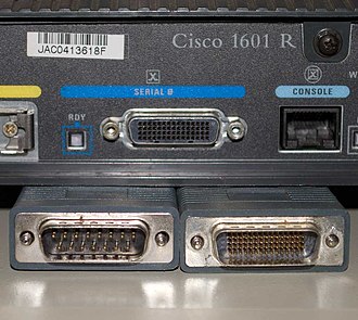 Cisco router serial LFH60 socket and cable LFH60 and DB25 plugs Cisco router lfh60 connectors.jpg