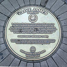 James's plaque on the Sydney Writers Walk