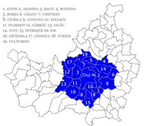 Poziția localității Zona Metropolitană Cluj