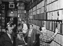 Jack Crystal (right) with Milt Gabler, Herbie Hill and Lou Blum at the Commodore Music Shop (1947) Commodore-Music-Shop-1947.jpg