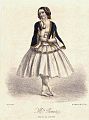 Litografía representando á bailarina italiana Carolina Rosati en Medora para a estrea de Le Corsaire no Théâtre impérial de l'Opéra (salle Le Peletier) en 1856.