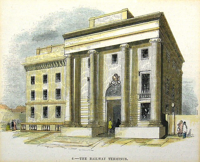 1840 print of Curzon Street railway station in Birmingham