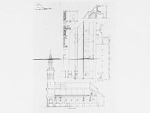 Plan de la deuxième église de Genlis par l'architecte Auguste Sirodot