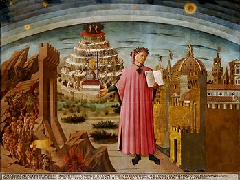Portrait de Dante (1465), Domenico di Michelino, cathédrale Santa Maria del Fiore, Florence.