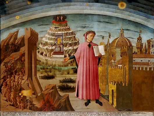 Domenico di Michelino: Dante és az Isteni színjáték,[1] freskó, Firenzei dóm (1465)
