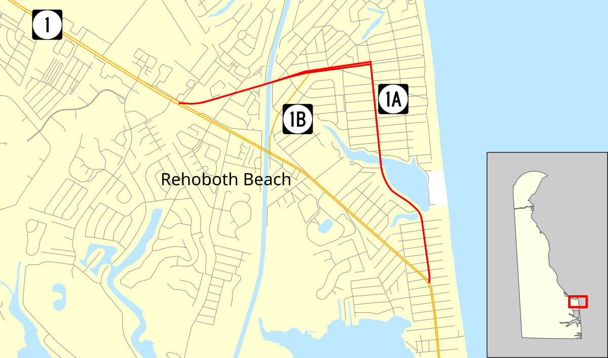 Map Of Rehoboth Beach De Delaware Route 1A - Wikipedia