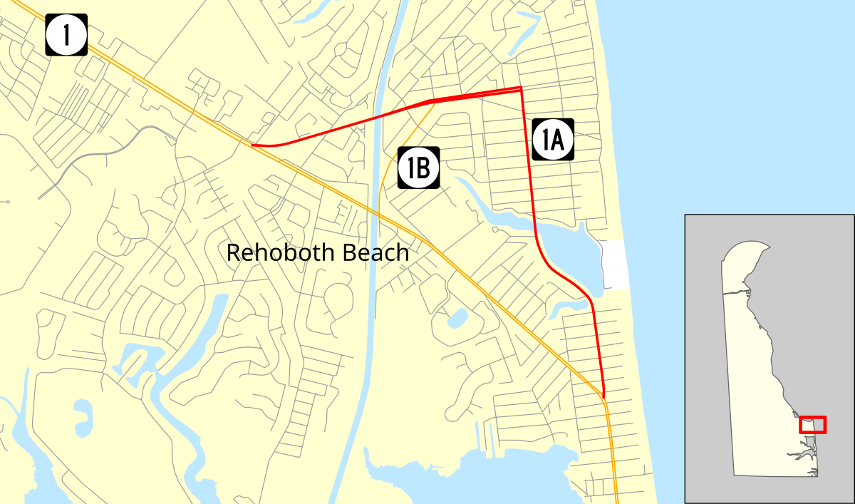 Rehoboth Beach Street Map Delaware Route 1A - Wikipedia