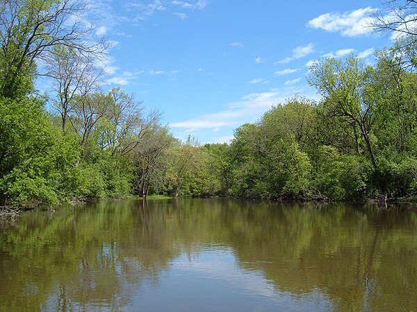 Typical section of Des Plaines River in Lake County, Illinois.