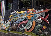 3D mural of Quetzalcóatl in the Exekatlkalli (Casa de los Vientos) in Acapulco, Guerrero (1957)