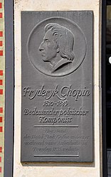 Targa commemorativa a Dresda, dove Chopin stette nel 1835