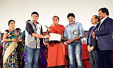 Kalyan (third from right) at the 18th International Children's Film Festival India in 2013