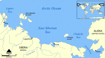 Map showing the location of the East Siberian ...