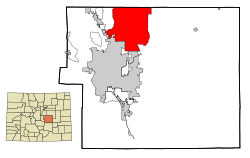 Umístění CDP Černého lesa v El Paso County, Colorado.