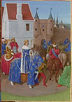 Жана I д’Оверн на Миниатюра от Големите френски хроники